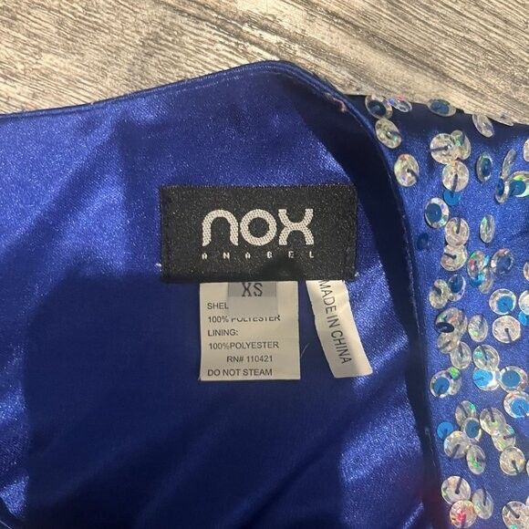 NOX Angel XS Womens Blue Sequins Prom or Sweet 16 Dress One Shoulder Fit & Flare - Picture 3 of 3